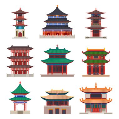 Pagoda binası. Çin ya da Japon inşaat vektörü
