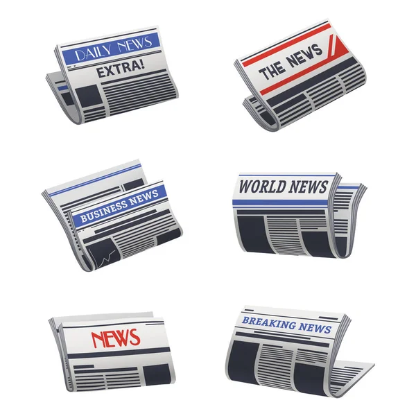 Set isolierter Zeitungssymbole. Papiermedien — Stockvektor