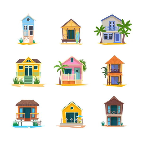 Surfer house or baywatch bungalow, beach building — Stock Vector