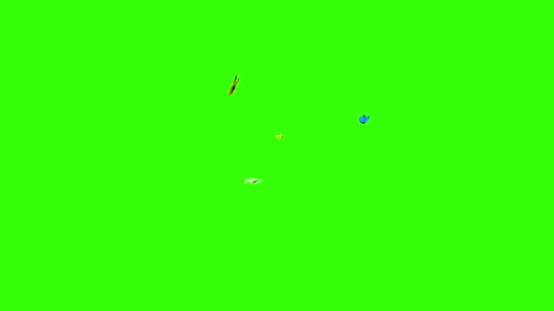 Papillons volent vers la caméra sur un fond vert 