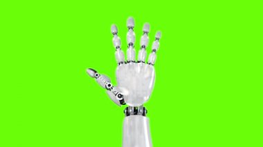 Robot el orta parmak gösterir yeşil bir arka plan üzerinde siktir et. İki seçme hakkı, güzel 3d animasyon.