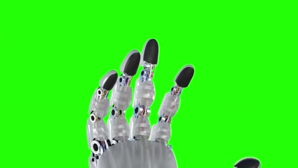 Robot Hand Shows Middle Finger Fuck You on a Green Background. Beautiful 3d animation. 4K — Stock Video