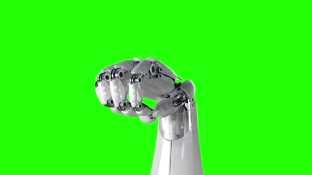 Mano robotica su sfondo verde. Bella animazione 3d con un passaggio di profondità. 4K — Video Stock