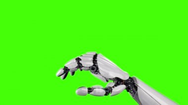 Robot el ve yeşil bir arka plan üzerinde kelebek. Güzel 3d animasyon. 4k