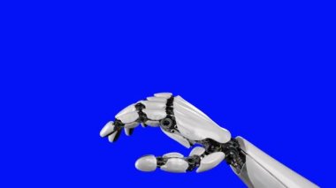 Lahana kelebek mavi bir arka plan üzerinde robotlar el topraklarda. Güzel 3d animasyon, 4k. benim portföy daha fazla seçenek görmek