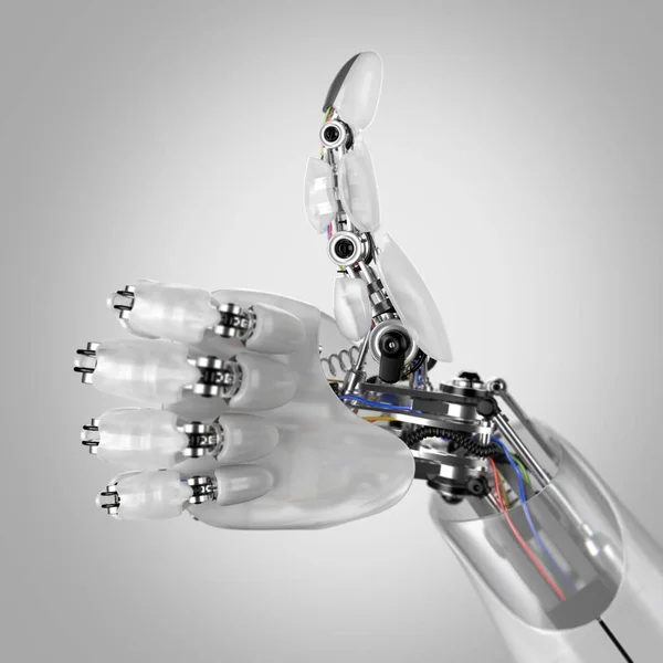 Robotic Hand geven duimen omhoog. 3D render — Stockfoto