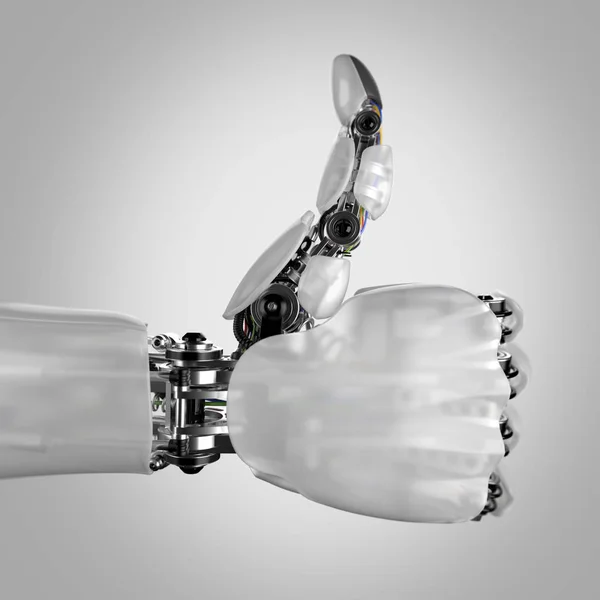 Mano robotica che dà pollice. rendering 3d — Foto Stock