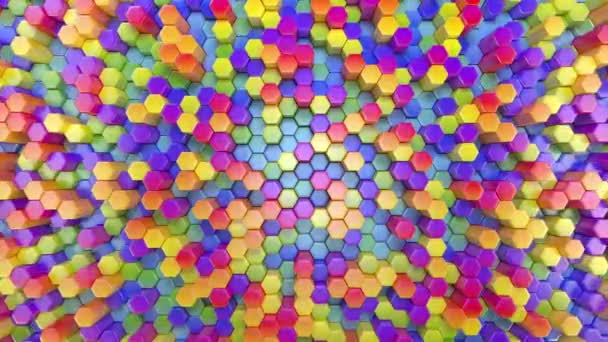 Fondo multicolor hexagonal abstracto hermoso, animación 3d del lazo inconsútil, 4K. Busque más opciones en mi cartera — Vídeos de Stock