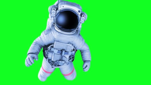 Astronot yeşil bir ekran üzerinde. 3D animasyon Full Hd. — Stok video