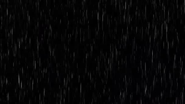 Vierte lluvia sobre un fondo negro, solo añade la lluvia sobre tu composición mediante el modo Agregar o Pantalla. Animación Looped 3d sin costuras, 4K — Vídeos de Stock