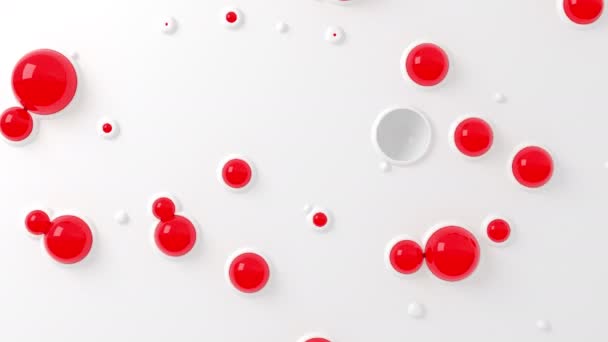 Le bolle rosse crescono e scoppiano su un muro bianco. Animazione 3d loop senza soluzione di continuità Ultra HD 4K 3840x2160 — Video Stock