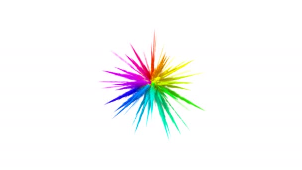 Regenbogenexplosion auf weißem Hintergrund, 3D-Animation. Ultra HD 4K 3840x2160 — Stockvideo