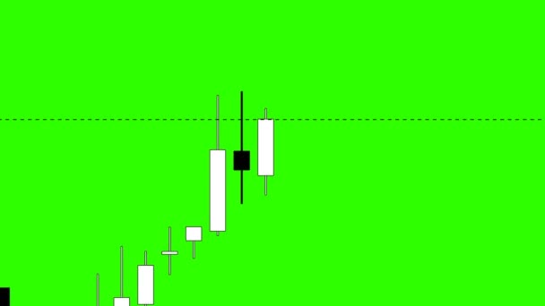 Stock Market, Japonský svícen graf na zeleném pozadí, bezešvé smyčky animace Ultra HD 4K 3840x2160 — Stock video