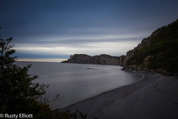 Eenzaam Strand Bij Zonsopgang Gaspe Quebec — Stockfoto