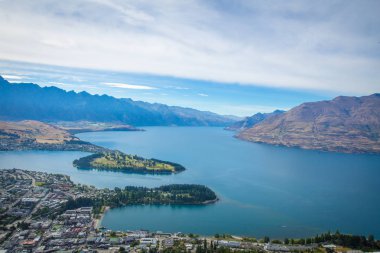Queenstown Yeni Zelanda havadan görünümü