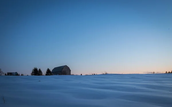 Barn Sunset Wintertime — Stock Photo, Image