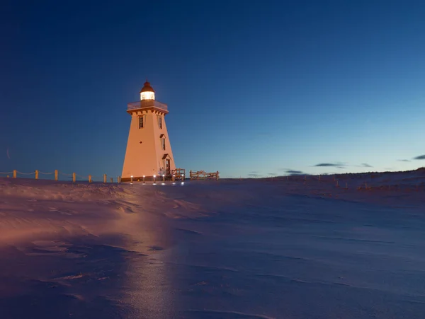 Farol Noite Inverno — Fotografia de Stock