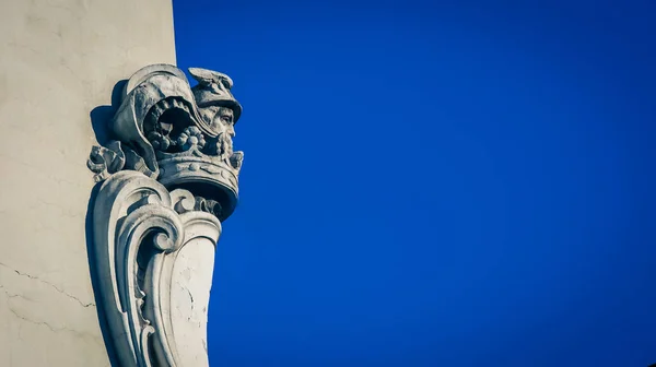 Statue Building Corner Napels Italië — Stockfoto