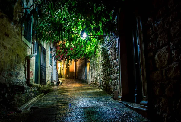 Callejón Por Noche Herceg Novi — Foto de Stock