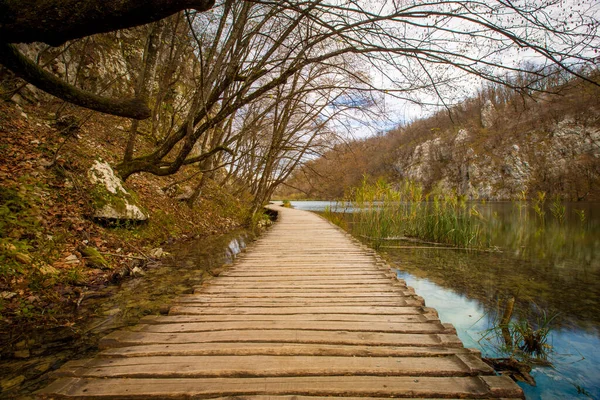 Sétány Plitvicei Tavak Nemzeti Parkban — Stock Fotó