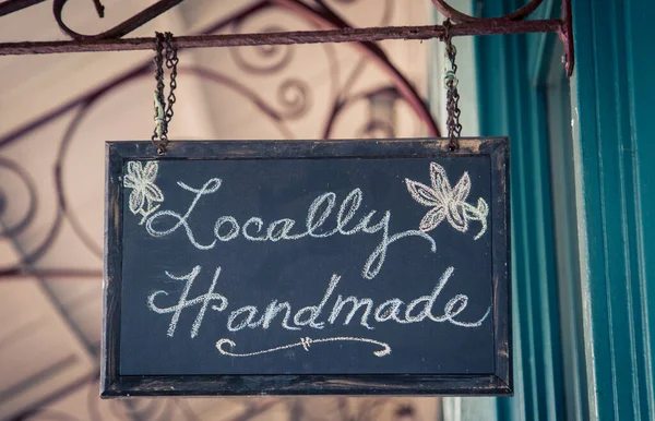 Lokaal Handgemaakt Bord Een Markt — Stockfoto