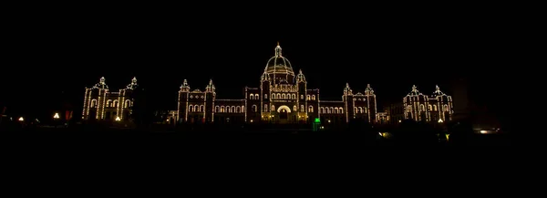 Brittiska Columbia Parlamentet Natten — Stockfoto