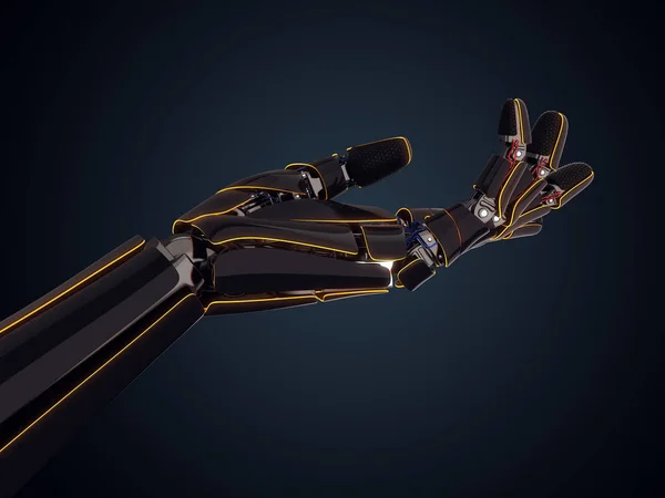 Rendering Robotic Hand Mörk Bakgrund — Stockfoto