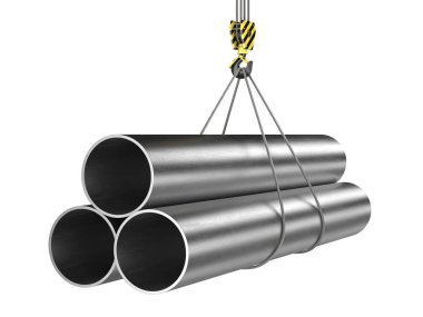 bir vinç kanca 3D render ile bir yük Metal sac ürünleri