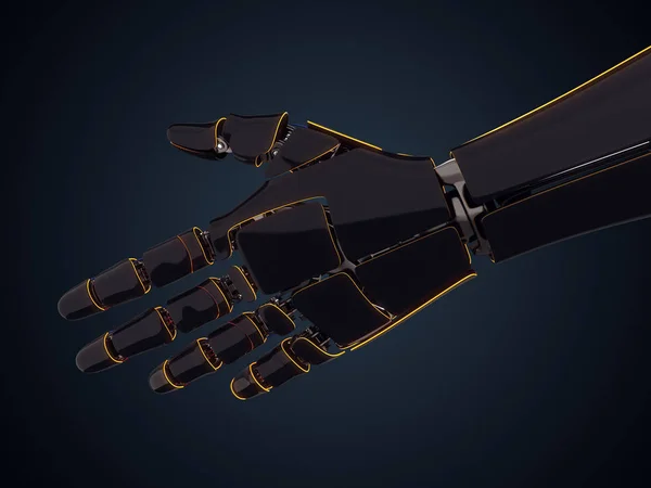 Rendering Ρομποτικό Χέρι Σκούρο Φόντο — Φωτογραφία Αρχείου
