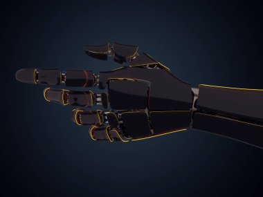 karanlık bir arka plan üzerinde 3D render Robotik el
