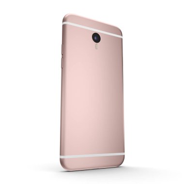 3D render pembe akıllı telefon ile izole beyaz arka plan üzerinde siyah perde