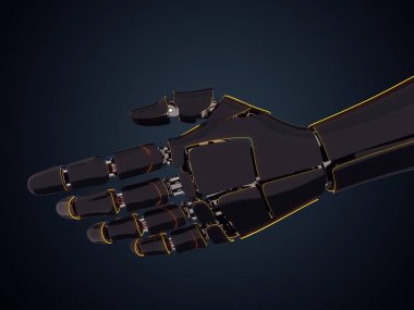 karanlık bir arka plan üzerinde 3D render Robotik el