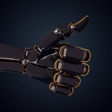 karanlık bir arka plan üzerinde 3D render Robotik el