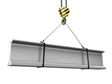 bir vinç kanca 3D render ile bir yük Metal sac ürünleri