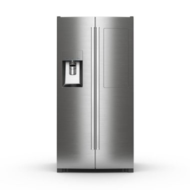 Beyaz bir arka plan üzerinde 3D render büyük buzdolabı