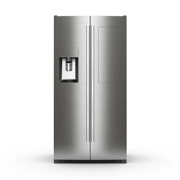 Beyaz bir arka plan üzerinde 3D render büyük buzdolabı