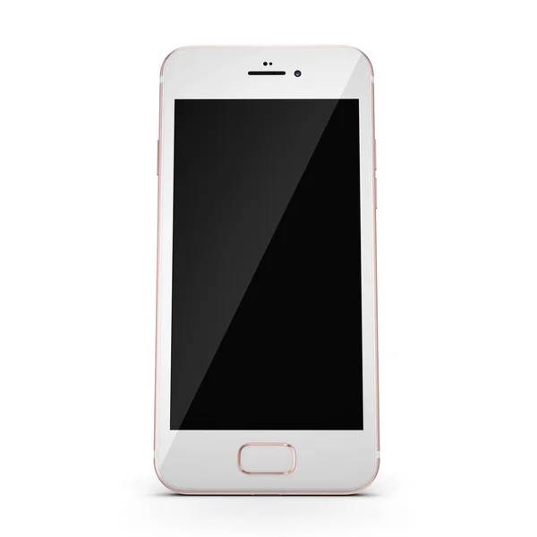 Rendering Smart Phone Rosa Con Schermo Nero Isolato Sfondo Bianco — Foto Stock