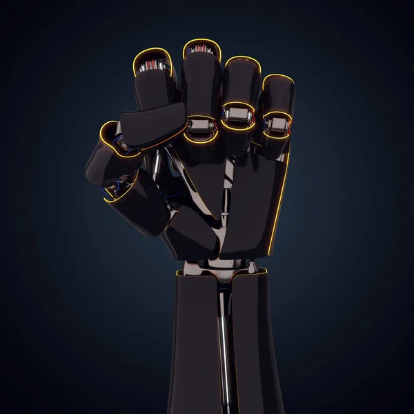 3D rendering robotic hand on a dark background