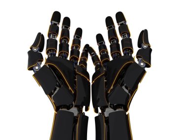 Beyaz bir arka plan üzerinde 3D render Robotik el