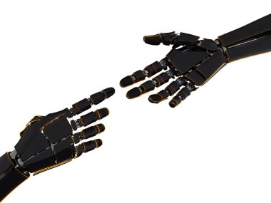 3D rendering robotic hand on a white background clipart