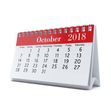 2018 yıl için 3D render flipchart masaüstü takvim