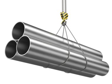 bir vinç kanca 3D render ile bir yük Metal sac ürünleri