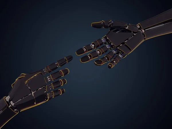 Rendering Ρομποτικό Χέρι Σκούρο Φόντο — Φωτογραφία Αρχείου