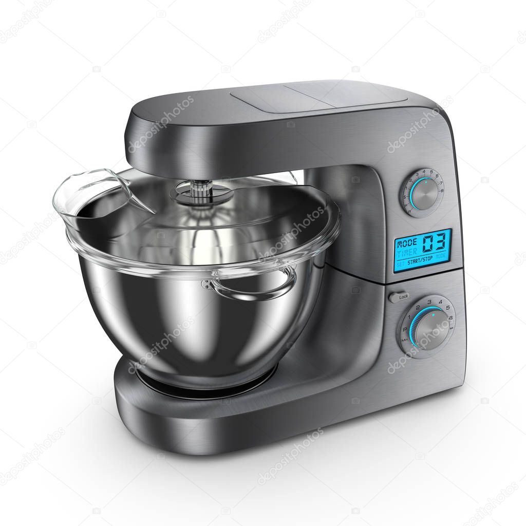 3D rendering food processor on a white background