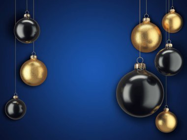 3D render Noel kartı ile Noel topları