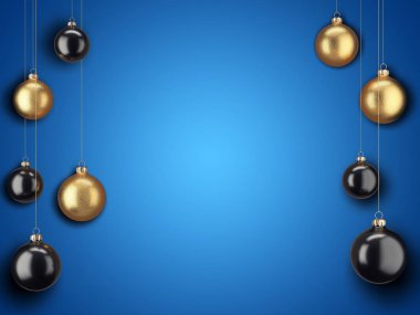 3D render Noel kartı ile Noel topları