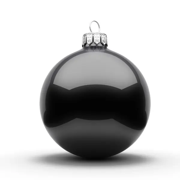 白い背景の レンダリング ブラック クリスマス ボール — ストック写真