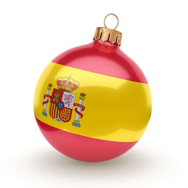 Renderização Bola Natal Decorado Com Bandeira Espanha — Fotografia de Stock