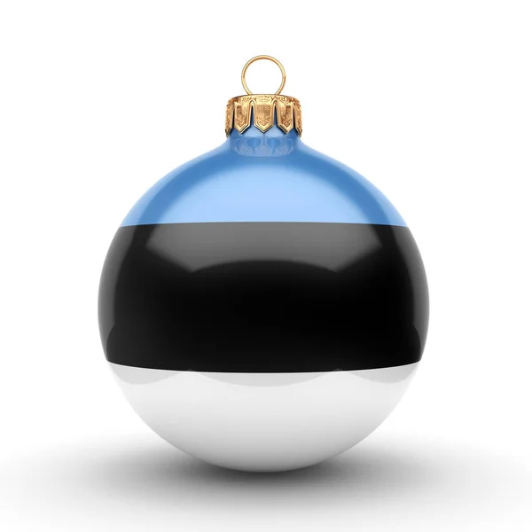 Renderowania Boże Narodzenie Ball Ozdobione Banderą Estonii — Zdjęcie stockowe