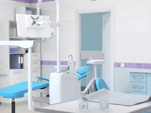 3D rendering modern dentist\'s office in light colors